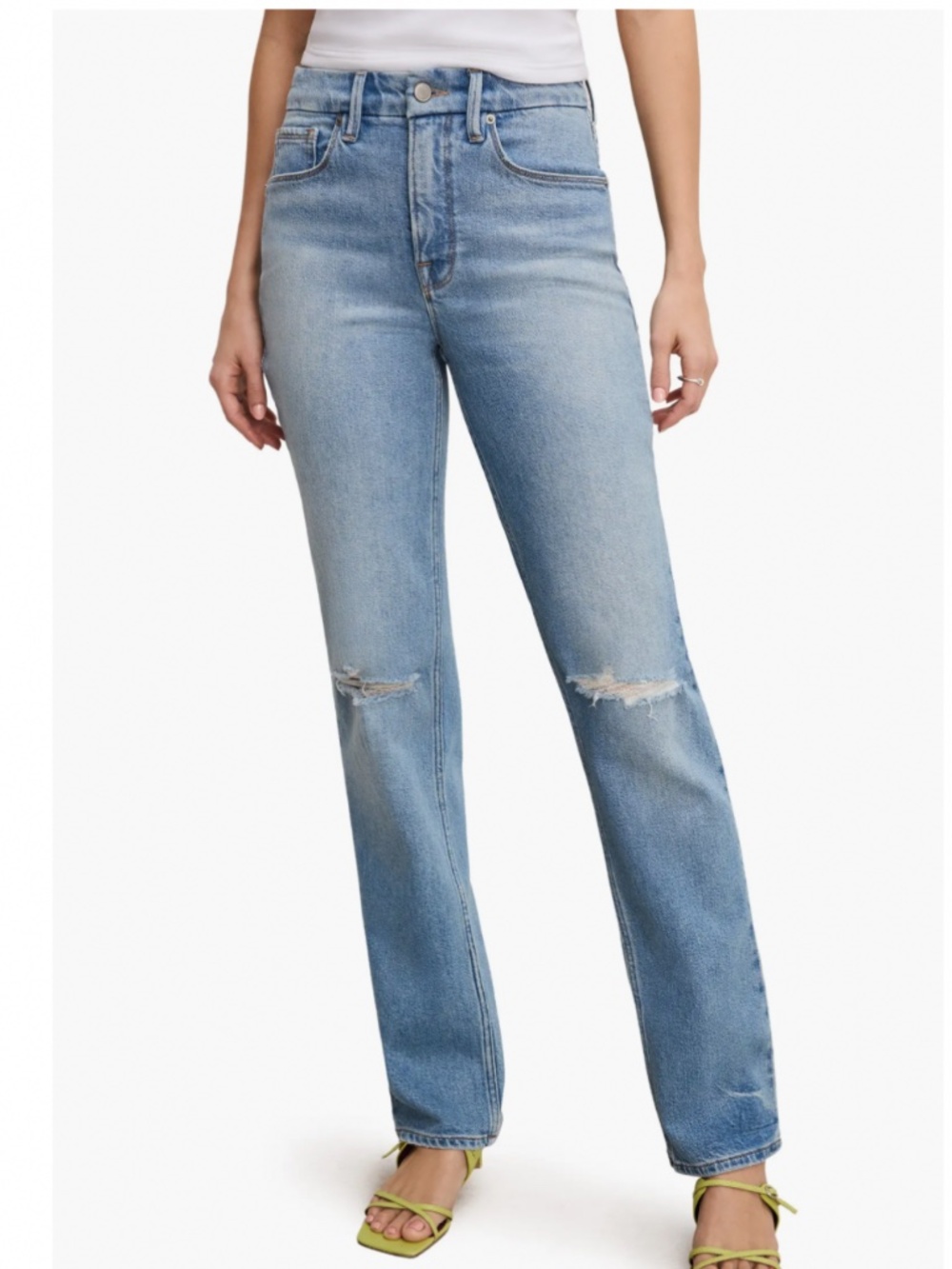 Good American | Good Icon Straight Indigo Distressed